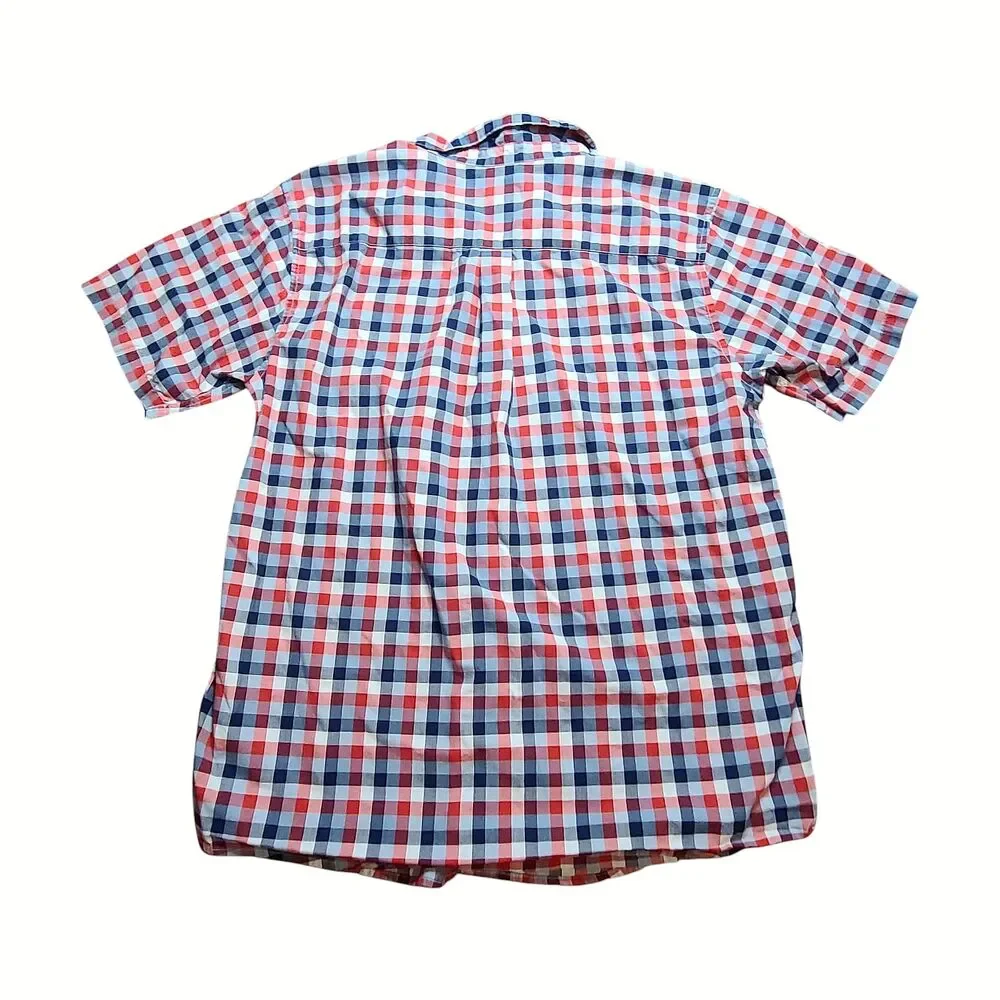 Patagonia Red Plaid Print Short Sleeve Button Down Shirt M